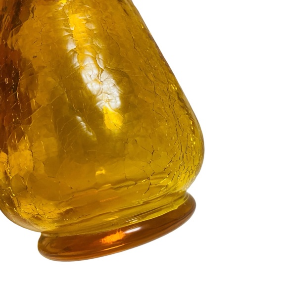 Vintage Kanawha Golden Amber Crackle Pitcher Hand Crafted Glass Ewer - Picture 6 of 12